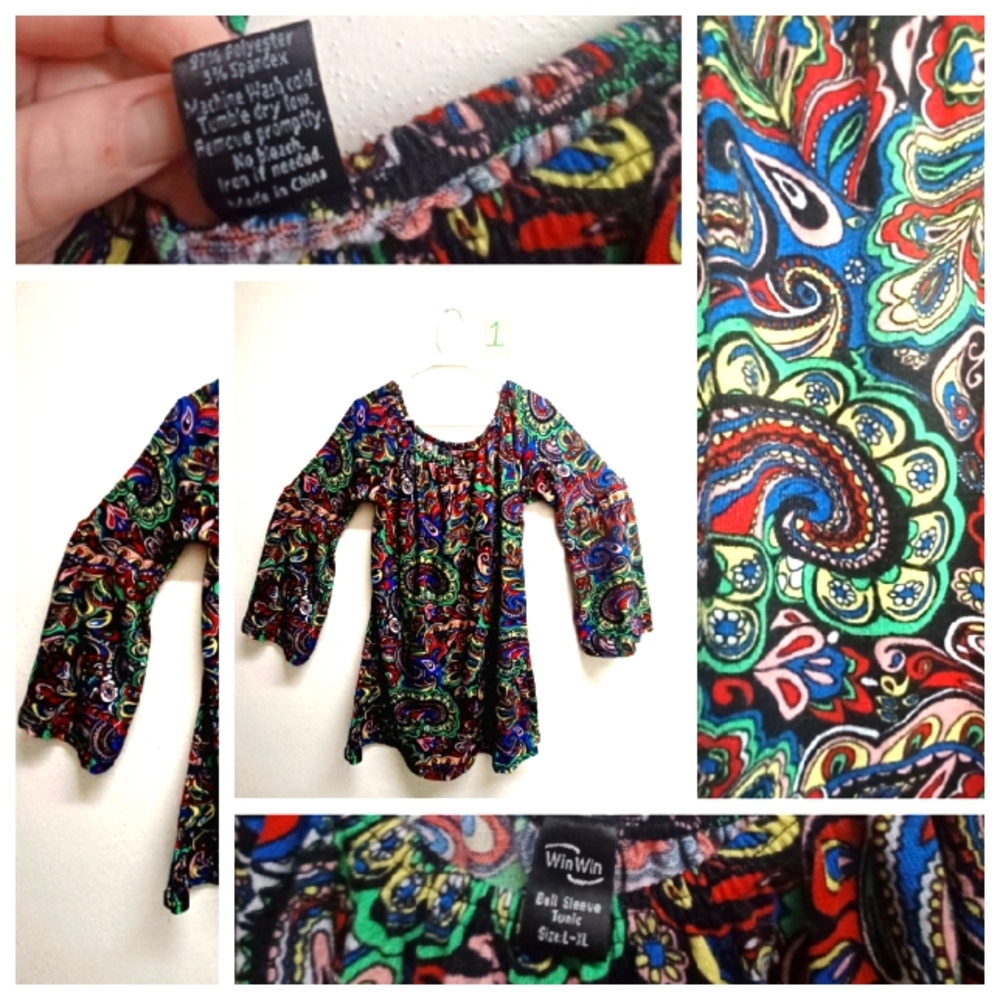 Colorful WinWin bell sleeve tunic, L/XL